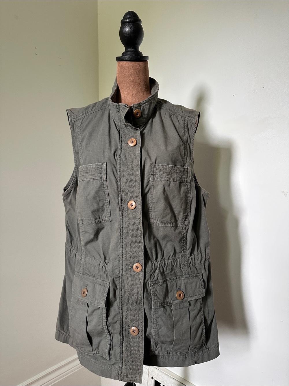 L.L. BEAN Green Ripstop Field Utility Gorpcore Cotton Zip Up Vest Large